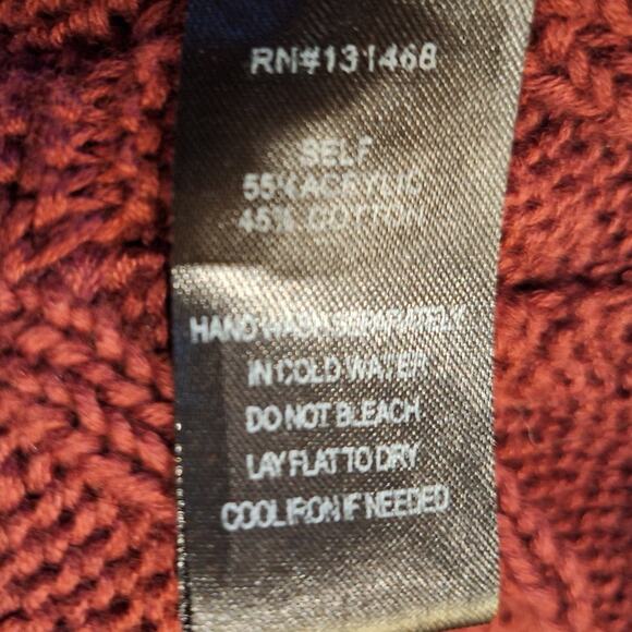 FATE oversized slouchy maroon red chunky cable knit turtle neck sweater dress - Picture 6 of 7